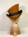 Mustard wool felt top hat featuring a wide black ribbon and contrast bound edge - Brown
