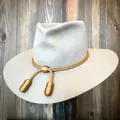 Classic grey wool felt fedora hat featuring golden thread cord and peanut tassel accents - L(58-60cm) / Beige (John Wayne)