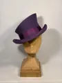Elegant deep purple wool felt Victorian top hat with matching wide satin ribbon trim - Purple