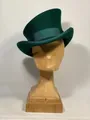 Classic dark green wool felt top hat featuring a matching satin ribbon and vintage style - Dark Green