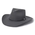 Deep grey wide brim wool felt western cowboy hat with silver buckle on a woven band - Gray