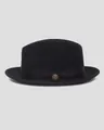 Classic black wool felt fedora hat with grosgrain ribbon and golden crown buckle - L / Black
