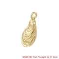 Gold oyster shell pendant 7x17.5mm with natural textured finish in stainless steel - Gold Smooth Large Folded Teardrop Style (VD1871)