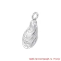 Detailed macro view of silver oyster shell pendant showing 17.5mm length dimensions - White Gold Smooth Large Folded Teardrop Style (VD1871)