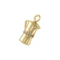 Vintage golden moka pot pendant with pink rhinestones for DIY necklaces and jewelry - Gold White Zirconia Moka Pot Style (VD1867)