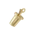 Detailed view of a gold beverage cup pendant with small brown stones on the straw - Gold White Zirconia Water Cup Style (VD1868)