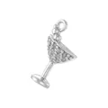 Detailed view of cocktail glass pendant with sparkling stones and silver-tone metal - White Gold White Zirconia Wine Glass Style (VD1870)