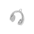 Macro detail of silver headphone pendant featuring sparkling pave-set zircon gemstones - White Gold White Zirconia Headphone Style (VD1873)