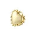 Detailed view of polished gold heart charm with decorative beaded edges for jewelry - Gold Smooth Beaded Heart Style (VD1874)