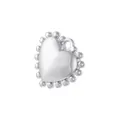Detailed close-up of a silver heart-shaped pendant with a beaded border design - White Gold Smooth Beaded Heart Style (VD1874)