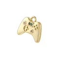 Macro detail of a golden game controller pendant with pink diamonds and green gemstone - Gold Colorful Zirconia Game Console Style (VD1875)