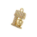 Detailed view of creative gold stand mixer pendant with sparkling cubic zirconia stones - Gold White Zirconia Coffee Machine Style (VD1876)