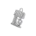 Macro shot of silver mixer pendant with sparkling cubic zirconia stones and metal ring - White Gold White Zirconia Coffee Machine Style (VD1876)