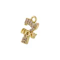 Detailed view of a gold number 7 pendant with pink zircons and lucky engraving - Gold White Zirconia Lucky 7 Style (VD1878)