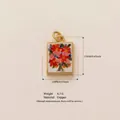 Detailed rectangle copper pendant featuring a vibrant colorful painted flower bouquet design - Floral Square Plate Pendant