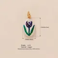 Elegant purple tulip oval enamel pendant in copper for DIY jewelry making accessories - Purple Flower Pendant