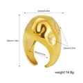 Dimensioni dettagliate dell'anello a cupola in oro martellato con larghezza e peso - Motivo a Onde Liquide Lucide (R692_1)