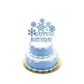 Blauer Schneeflocken Happy Birthday Tortenaufsatz für Winterparty Dekorationen - Blaues Schneeflocken Großer Kuchendeckel