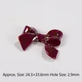 Deep wine red bow-shaped resin bead with aurora finish for DIY jewelry crafting 24mm - Size approx 24.3x33.6x7.8mm, Hole approx 2.9mm / Burgundy