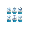 Blau-weiße Schneeflocken-Cupcake-Topper Set für Winter-Motto-Party-Dekorationen und Zubehör - Schneeflocken Cupcake Topper