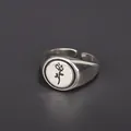 Anello vintage in argento con motivo a rosa, finitura spazzolata e fascia aperta regolabile - Stile Rosa (TJ-2123) / Aperto Regolabile