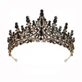 Gothic black rhinestone tiara in vintage gold metal for Halloween weddings - Ancient Gold Black Rhinestone