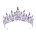 Silver alloy crown with purple crystals and white rhinestones for wedding and party - Silver Base + Purple Rhinestone