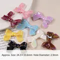 Aurora macaron butterfly bow bead charm with 2.9mm hole for DIY jewelry making - Size approx 24.3x33.6x7.8mm, Hole approx 2.9mm / Mixed Colors (Random)