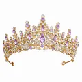 Vintage-Goldkrone für Damen mit glänzenden lila Kristallen und Strasssteinen - Gold Basis Violetter Strass