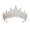 Elegant silver alloy tiara with iridescent AB rhinestones for weddings and Halloween - Silver Base AB Rhinestone