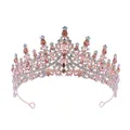 Baroque rose gold crown featuring pink gemstones and sparkling crystal rhinestones - Rose Gold Champagne