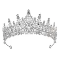Elegant silver alloy bridal crown with sparkling clear crystals and rhinestones for weddings - Silver / White Zirconia