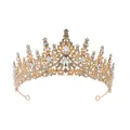 Elegant gold finish bridal crown with sparkling crystal rhinestones for weddings - Kc Gold Base With White Diamonds [hg005-2]