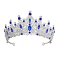 Elegant silver alloy crown with sparkling blue rhinestones for wedding and parties - Silver Royal Blue
