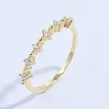 Macro shot of S925 hallmark on minimalist 18K gold plated silver ring with zircons - Seven-Stone Row Style(J03)
