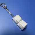 Mechanical keyboard fidget toy keychain with dual translucent keycaps and glowing feature - 2-Key Transparent Shell White
