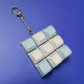 3x3 mechanical keyboard fidget toy keychain with light blue and white keycaps - 9-Key Transparent Shell Blue White