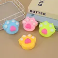 Cute cat paw squishy stress relief toys in blue, pink, yellow and green colors
