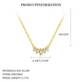 S925 Sterling Silber vergoldete Halskette mit gefächertem weißen Zirkonia-Anhänger - 18K Vergoldeter Stil (A4523) / Weiß Zirkonia Fächer Halskette