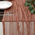 Terracotta cheesecloth table runner with natural wrinkles for bohemian wedding decor - 90x180cm / Red Bean Paste