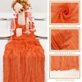 Boho orange cheesecloth table runner with soft wrinkled texture for wedding decor - 90x180cm / Orange