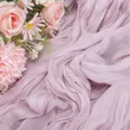Light purple bohemian cheesecloth table runner with natural wrinkles and floral accent - 90x180cm / Pink Purple