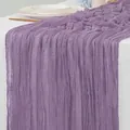 Lilac purple cheesecloth table runner with natural wrinkled texture for wedding decor - 90x180cm / Grape Purple