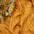 Ginger yellow cheesecloth table runner with pleated texture for wedding party decor - 90x180cm / Turmeric