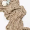 Bohemian dark beige cheesecloth table runner with natural wrinkled gauze texture - 90x180cm / Nude