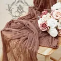 Deep coffee cheesecloth table runner with bohemian wrinkled texture for wedding decor - 90x180cm / Antique Bean Paste