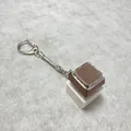 Mechanical fidget keychain with brown keycaps and silver metal ring for stress relief - No Light (Snake Bone Chain) / 1-Key White Shell Coffee