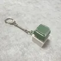 Mechanical keyboard switch keychain with Morandi green keycap and metal clasp - No Light (Snake Bone Chain) / 1-Key White Shell Green