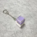 Mechanical keyboard fidget toy keychain with purple keycap and spring chain on grey felt - No Light (Snake Bone Chain) / 1-Key White Shell Purple