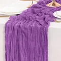 Elegant purple cheesecloth table runner with natural crinkle texture for wedding decor - 90x180cm / Lavender